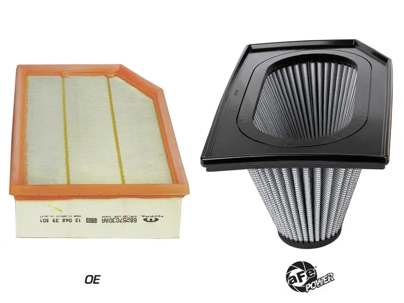 aFe Magnum FLOW PRO DRY S Inverted Air Filter 18-19 Jeep Wrangler (JL) I4-2.0L(t) - Side View