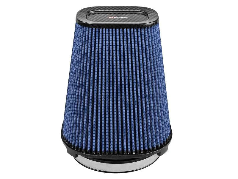 aFe Magnum FLOW Pro 5R Air Filter (5.5x 7.5)in F (9x 7)in B (5.8 x 3.8)in T (Carbon Fiber) x 10in H - Main Product View