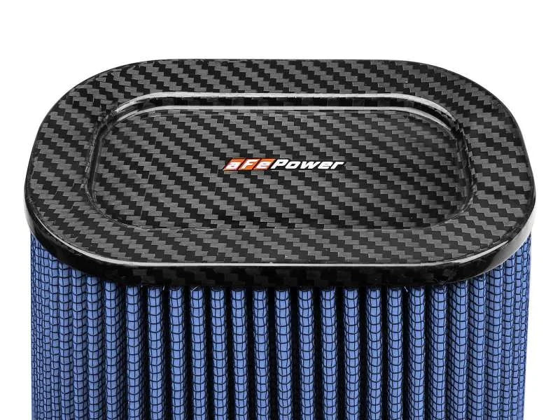 aFe Magnum FLOW Pro 5R Air Filter (5.5x 7.5)in F (9x 7)in B (5.8 x 3.8)in T (Carbon Fiber) x 10in H - Back View