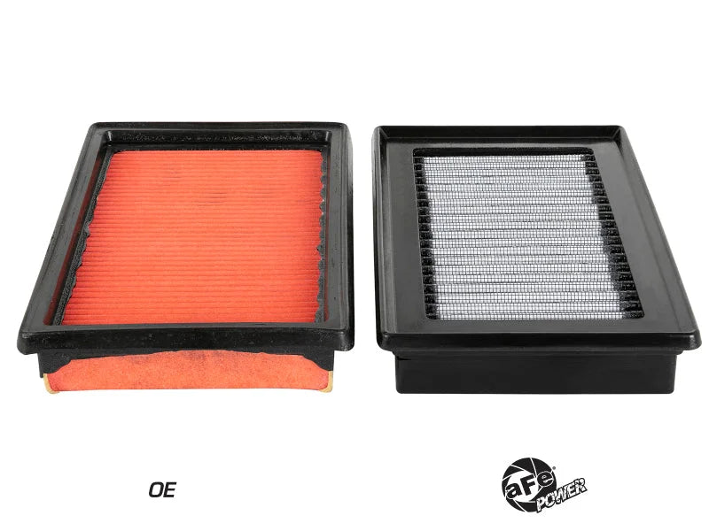 aFe Magnum FLOW Pro DRY S OE Replacement Filter (Pair) 14-19 Infiniti Q50 V6 3.5L/3.7L - Side View