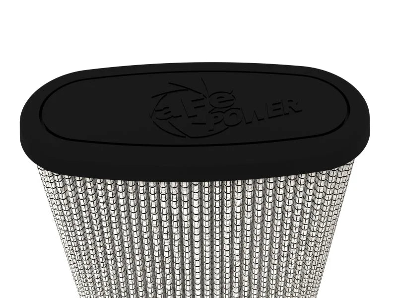 aFe Magnum FLOW Pro DRY S Universal Air Filter 3.5in Flange 5.75x5in Base 6x2.75in Top 6.5in Height - Back View