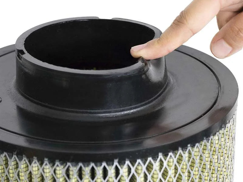 aFe Magnum FLOW Universal Air Filter w/ Pro Guard 7 Media 4in F x 8-1/2in B x 8-1/2in T x 11in H - Installation View