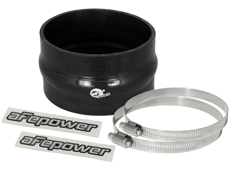 aFe Magnum FORCE 4.75in ID 3in L Straight Reducing Bellow Coupler - Black - Main Product View