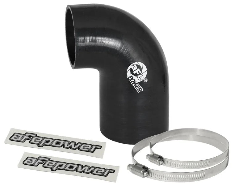 aFe Magnum FORCE CAI Univ. Silicone Coupling Kit (3in. ID to 2.5in. ID) 90 Deg. Elbow Reducer - Blk - Main Product View