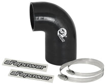 Load image into Gallery viewer, aFe Magnum FORCE CAI Univ. Silicone Coupling Kit (3in. ID to 2.5in. ID) 90 Deg. Elbow Reducer - Blk - Main Product View