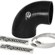 Load image into Gallery viewer, aFe Magnum FORCE CAI Univ. Silicone Reducing Coupler (4in. to 3.5in. ID) 90Deg. Elbow - Black - Main Product View