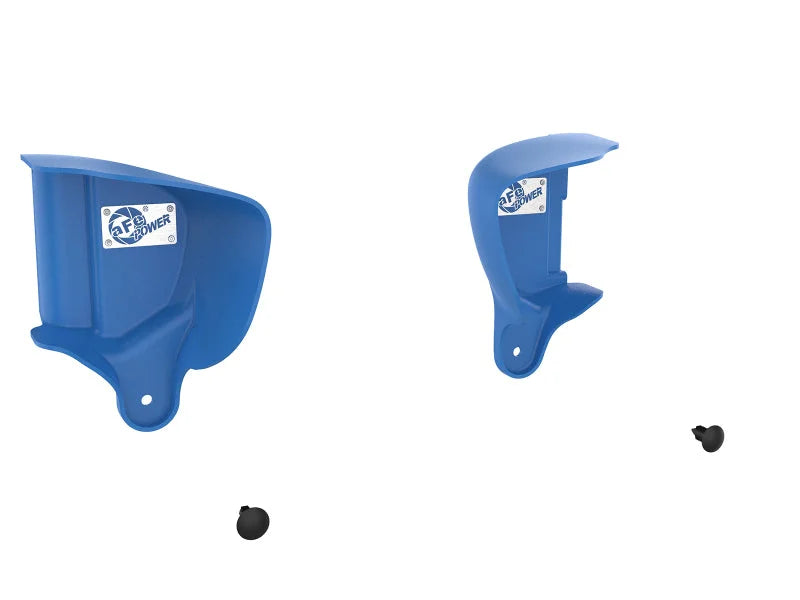 aFe Magnum FORCE Dynamic Air Scoop 15-18 BMW M3/15-20 M4 - Blue - Back View