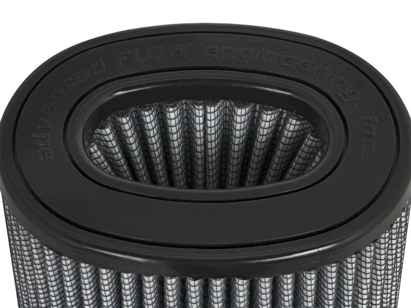 aFe MagnumFLOW Air Filter PDS (5-1/4x3-3/4)F x (7-3/8x5-7/8)B x (4-1/2x4)T (Inverted) x 8-3/4in H - Side View