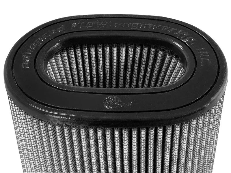 aFe MagnumFLOW Air Filter ProDry S 6.75inX4.75in F x 8.25inX6.25in B (INV) x 7.25X5in T (INV) x 9in - Side View