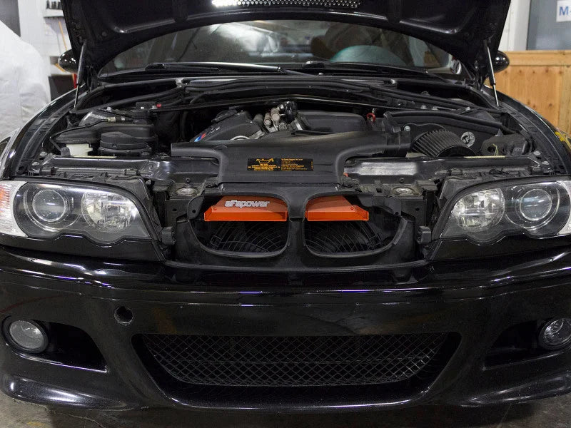 aFe MagnumFORCE Intakes Scoops AIS BMW 3-Series/ M3 (E46) 01-06 L6 - Orange - Back View