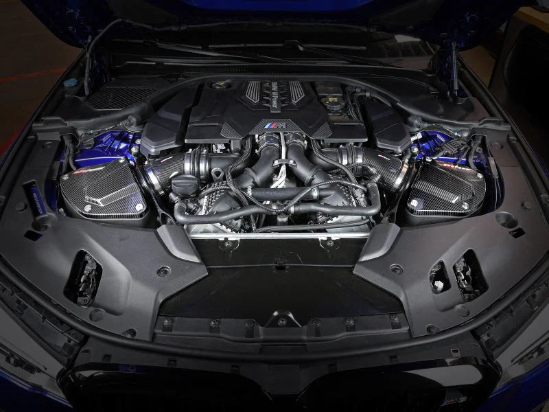 aFe Momentum Black Series Carbon Fiber Pro 5R Air Intake System BMW M5 (F90) 18-19 - Back View