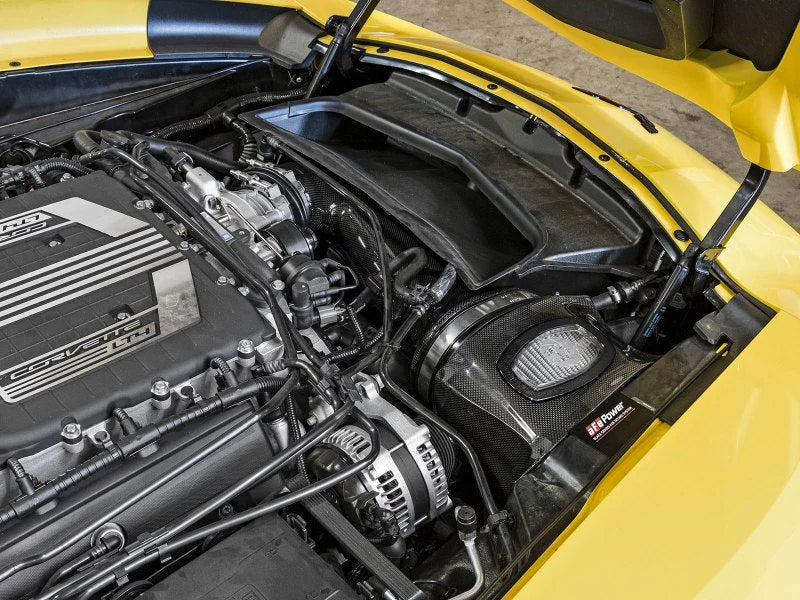 aFe Momentum Carbon Fiber Cold Air Intake System PDS/P5R 15-16 Chevrolet Corvette Z06 V8-6.2L - Side View