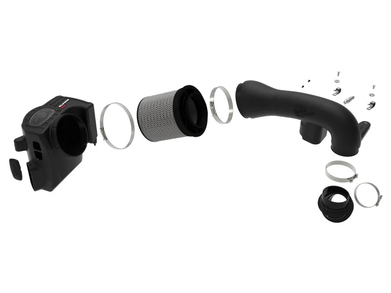 aFe  Momentum Cold Air Intake System w/Pro Dry S Filter 20 GM 2500/3500HD 2020 V8 6.6L - Back View