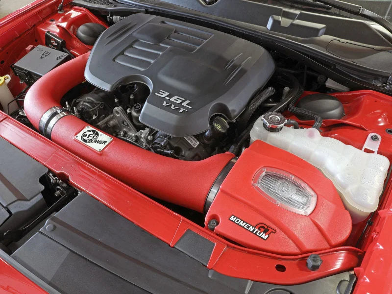 aFe Momentum GT Dry S Stage-2 Intake System 11-15 Dodge Challenger/Charger V6-3.6L (Red) - Side View