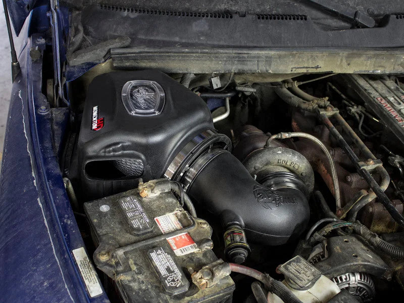 aFe Momentum HD Cold Air Intake System w/ Pro DRY S Filter Dodge Diesel Trucks 94-02 L6-5.9L (td) - Side View