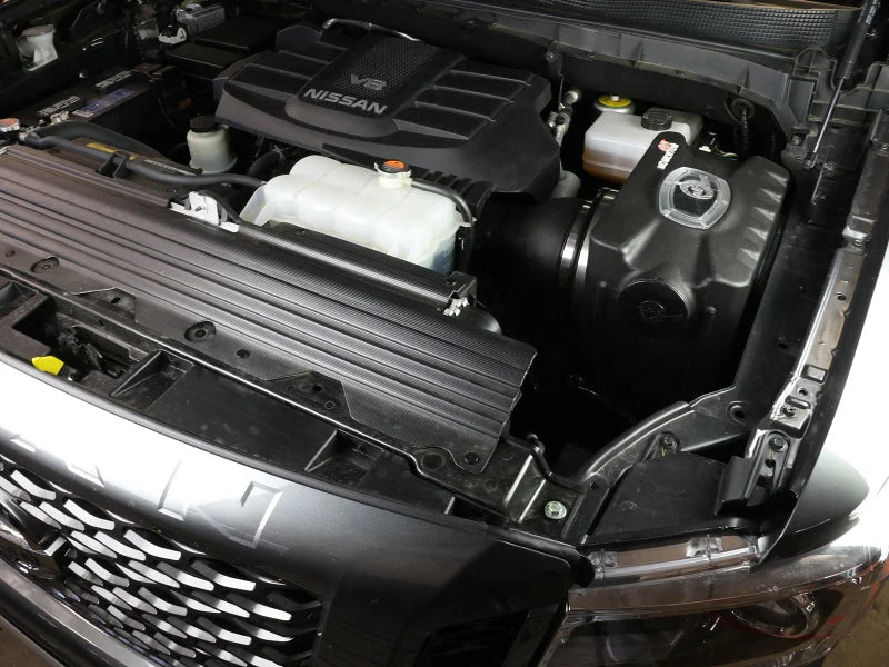 aFe Momentum HD Cold Air Intake System w/ Pro DRY S Filter Nissan Titan XD 17-21 V8-5.6L - Side View