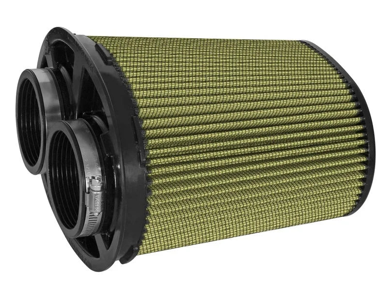 aFe Momentum Intake Rep Air Filter w/PG7 Media-3in F (Dual) x (8.25x6.25)in B x (7.25x5)in T x 9in H - Side View
