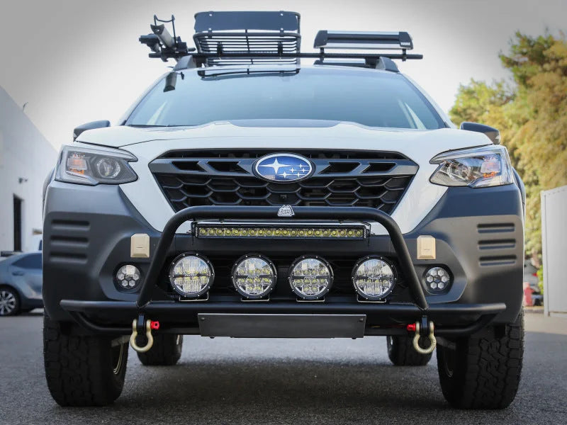 aFe POWER 20-23 Subaru Outback H4 2.4L (t) / H4 2.5L Terra Guard Front Bumper - Black - Side View