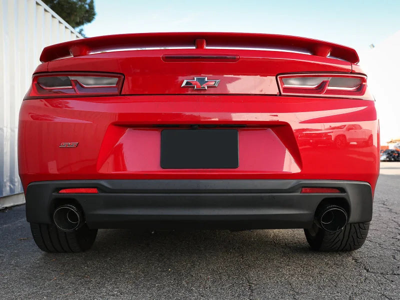 aFe POWER MACH Force-Xp 2.5in Axle-Back Exhaust System 16-20 Chevy Camaro SS V8 6.2L - Carbon Fiber - Side View