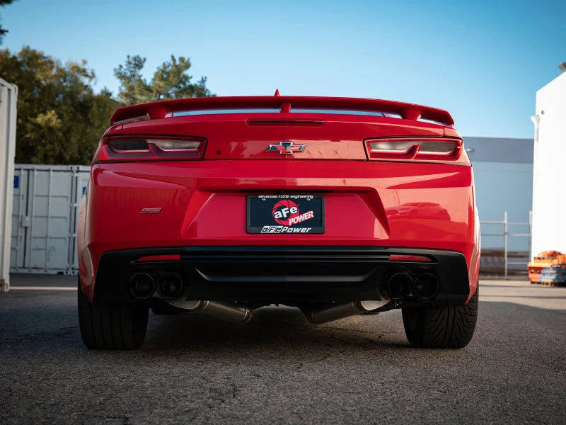 aFe POWER MACH Force-Xp 3in Axle-Back Exhaust 16-20 Chevrolet Camaro SS V8 6.2L w/Mufflers - Black - Installation View