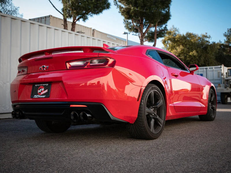 aFe POWER MACH Force-Xp 3in Axle-Back Exhaust 16-20 Chevrolet Camaro SS V8 6.2L w/o Mufflers - Black - Side View