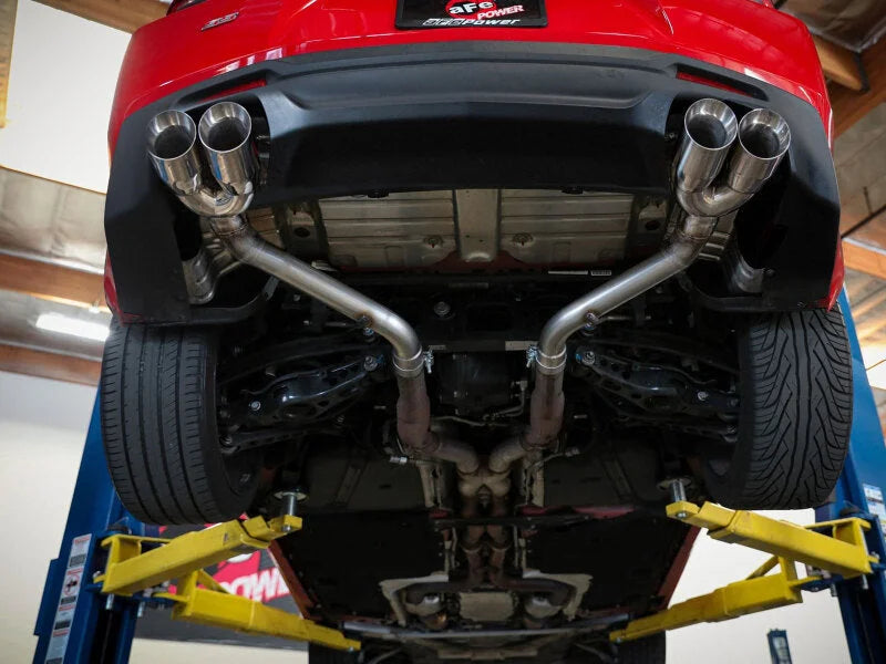 aFe POWER MACH Force-Xp 3in Axle-Back Exhaust 16-20 Chevrolet Camaro SS V8 6.2L w/o Mufflers - Black - Installation View
