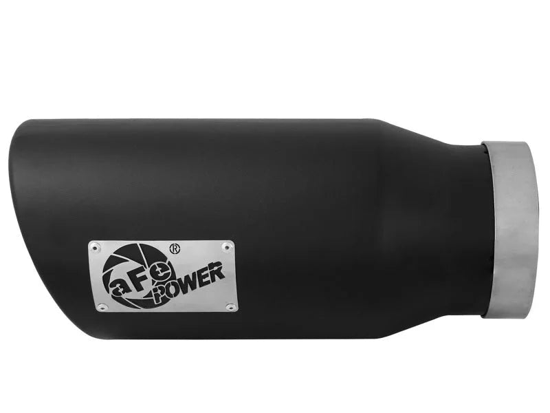 aFe POWER MACH Force-Xp 5in 304 Stainless Steel Exhaust Tip 5In x 7Out x15Lin Bolt-On Right-Blk - Installation View