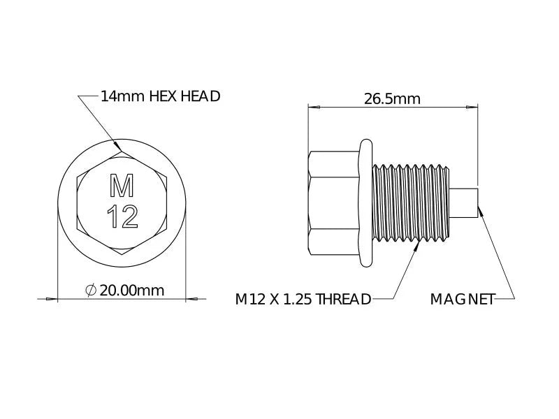 aFe POWER Magnetic Drain Plug M12 x 1.25 - Universal - Detail View