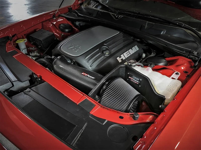 aFe POWER Magnum FORCE Carbon Fiber Stage 2 Track Series Pro Dry S CAIS - 11-18 Dodge Challenger V8 - Side View