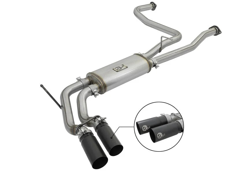 aFe POWER Rebel Series 2-1/2in 409 SS Cat Back Exhaust w/ Black Tips 16-17 Nissan Titan V8 5.6L - Main Product View