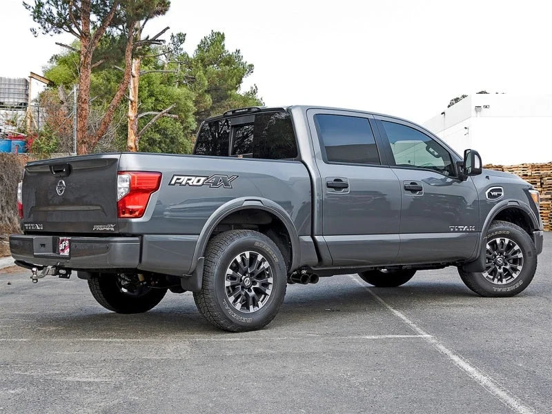 aFe POWER Rebel Series 2-1/2in 409 SS Cat Back Exhaust w/ Black Tips 16-17 Nissan Titan V8 5.6L - Back View