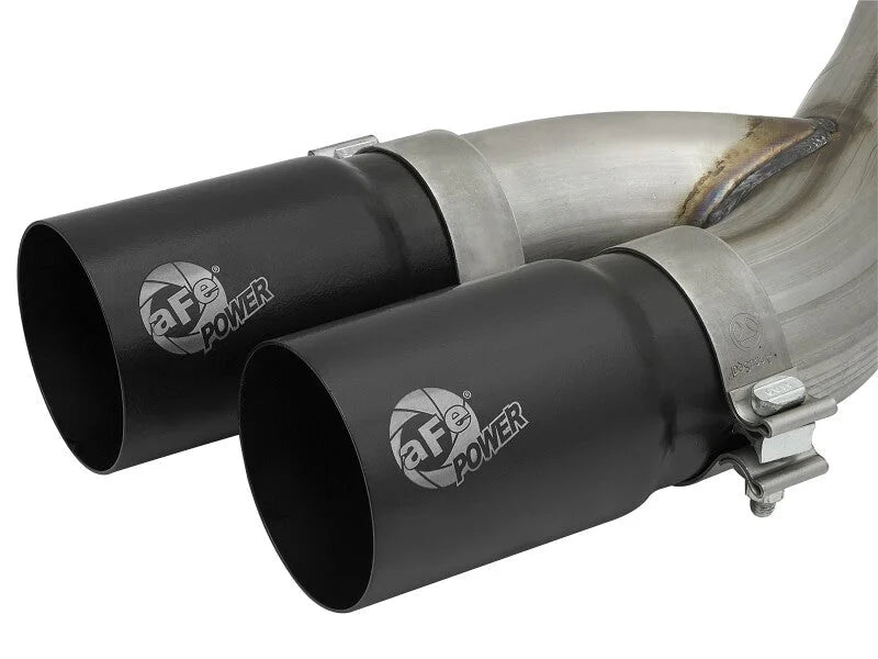 aFe POWER Rebel Series 3.5in SS Cat Back Exhaust w/Black Tips 19-21 RAM V8-6.4L Hemi - Back View