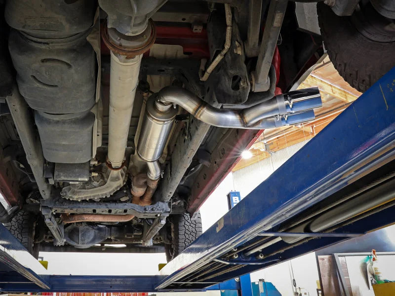 aFe POWER Rebel Series 3.5in SS Cat Back Exhaust w/Pol Tips 19-21 RAM V8-6.4L Hemi - Side View