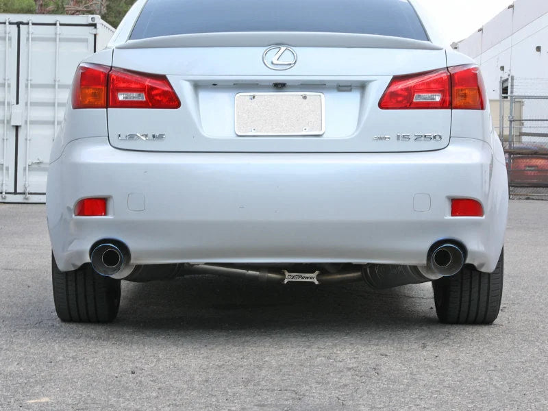 aFe POWER Takeda 06-13 Lexus IS250/IS350 SS Axle-Back Exhaust w/ Blue Flame Tips - Back View