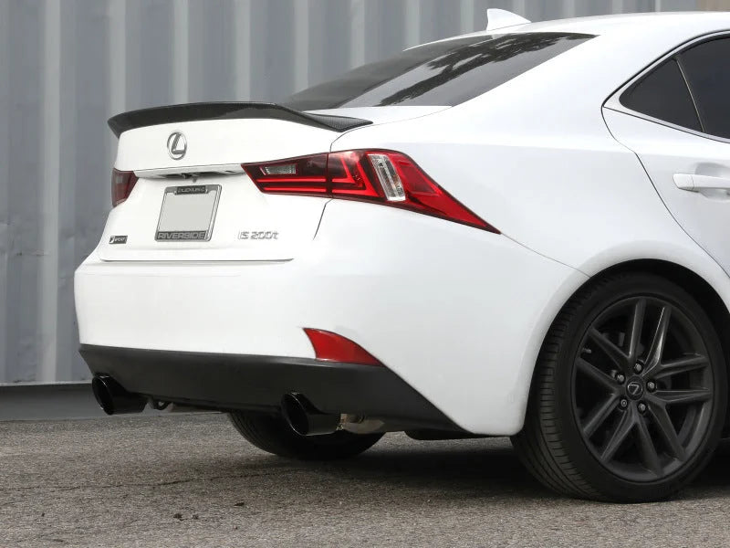 aFe POWER Takeda 16-17 Lexus IS200t L4-2.0L (t) 2.5in-3in 304 SS CB Exhaust w/ Black Tips - Installation View