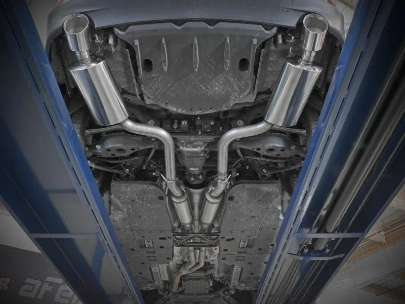 aFe POWER Takeda 16-17 Lexus IS200t L4-2.0L (t) 2.5in-3in 304 SS CB Exhaust w/Polish Tip - Side View