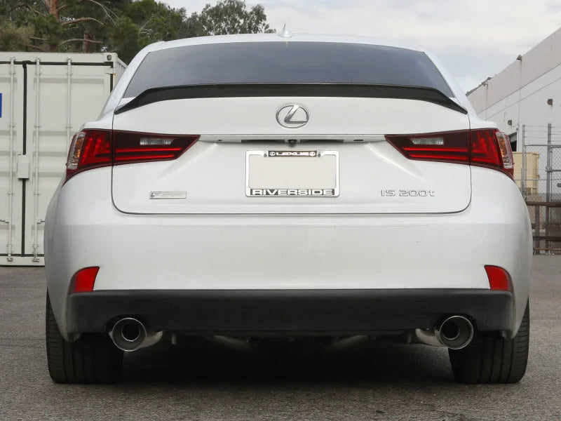 aFe POWER Takeda 16-17 Lexus IS200t L4-2.0L (t) 2.5in-3in 304 SS CB Exhaust w/Polish Tip - Installation View