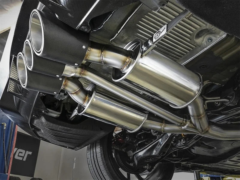 aFe POWER Takeda 2-1/2in to 2-1/4in 304SS Catback Dual-Exit Exhaust 17+ Honda Civic Type R w/CF Tips - Installation View