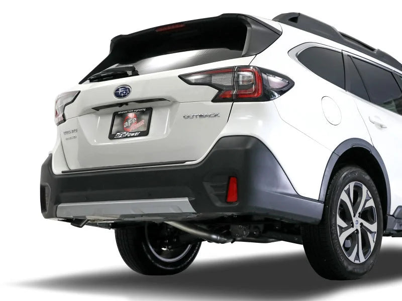 aFe POWER Takeda 20-23 Subaru Outback H4-2.5L 2-1/2in 304 Stainless Steel Cat-Back Exhaust System - Side View