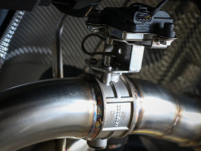 aFe POWER Takeda 2020 Toyota Supra L6-3.0L (t) 3in-2.5in 304 SS CB Exhaust Polished Tips - Side View