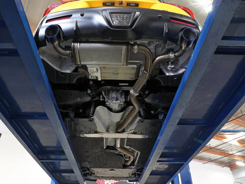 aFe POWER Takeda 2021 Toyota Supra 2.0L (t) 2.5in-3in 304 SS CB Exhaust w/ Polished Tips - Side View