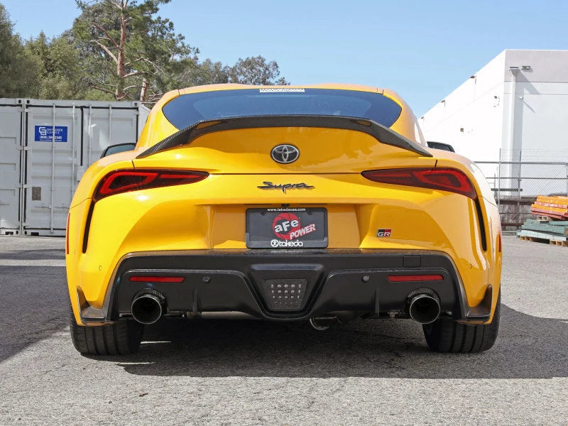 aFe POWER Takeda 2021 Toyota Supra 2.0L (t) 2.5in-3in 304 SS CB Exhaust w/ Polished Tips - Back View