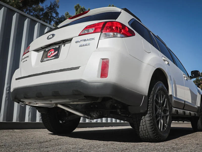 aFe POWER Takeda 2.25 to 2.5in 304SS Cat-Back Exhaust 10-14 Subaru Outback H4-2.5L - Side View