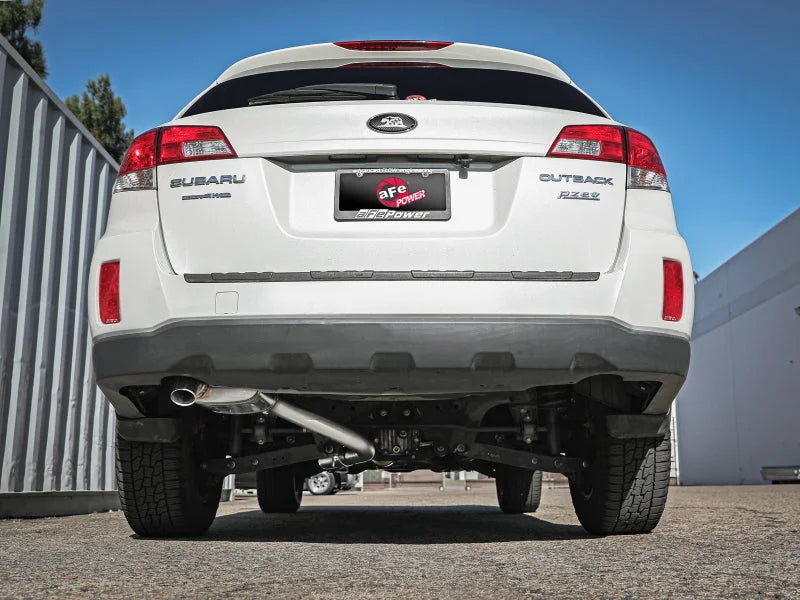 aFe POWER Takeda 2.25 to 2.5in 304SS Cat-Back Exhaust 10-14 Subaru Outback H4-2.5L - Back View