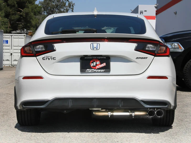 aFe POWER Takeda 2.5in 304 SS Cat-Back Exhaust w/ Black Tips 22-25 Honda Civic L4-2.0L - Back View