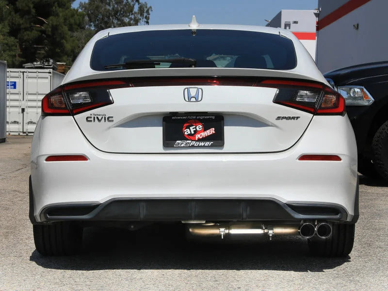 aFe POWER Takeda 2.5in 304 SS Cat-Back Exhaust w/ Polished Tips 22-25 Honda Civic L4-2.0L - Back View
