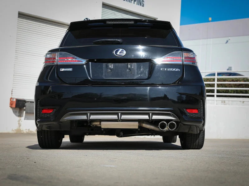 aFe POWER Takeda 2in to 2-1 304 SS Cat-Back Exhaust w/ Polished Tips 11-17 Lexus CT200h 1.8L - Side View