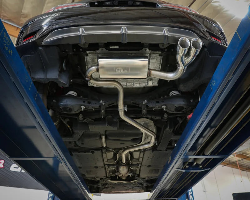 aFe POWER Takeda 2in to 2-1 304 SS Cat-Back Exhaust w/ Polished Tips 11-17 Lexus CT200h 1.8L - Back View