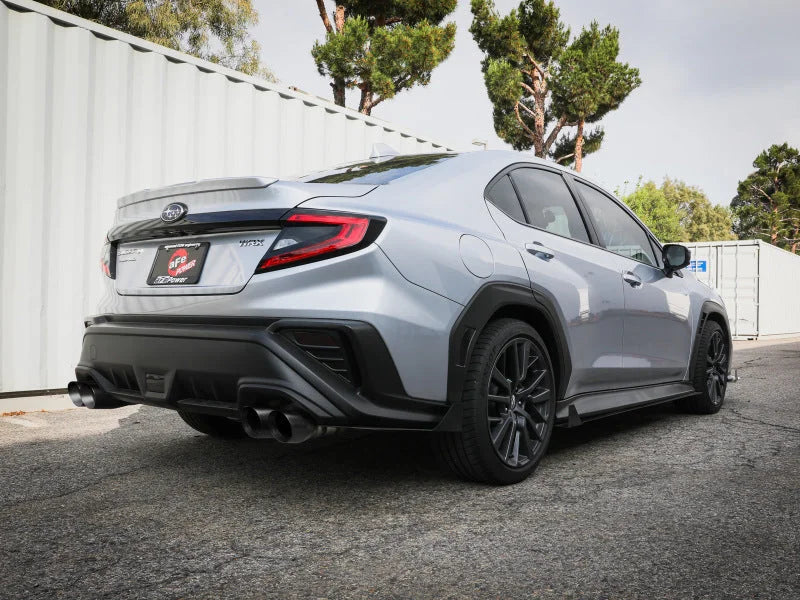 aFe POWER Takeda 3in to 2-1/2in 304 SS Cat-Back Exhaust w/ Black Tips 22-23 Subaru WRX H4-2.4L (t) - Installation View