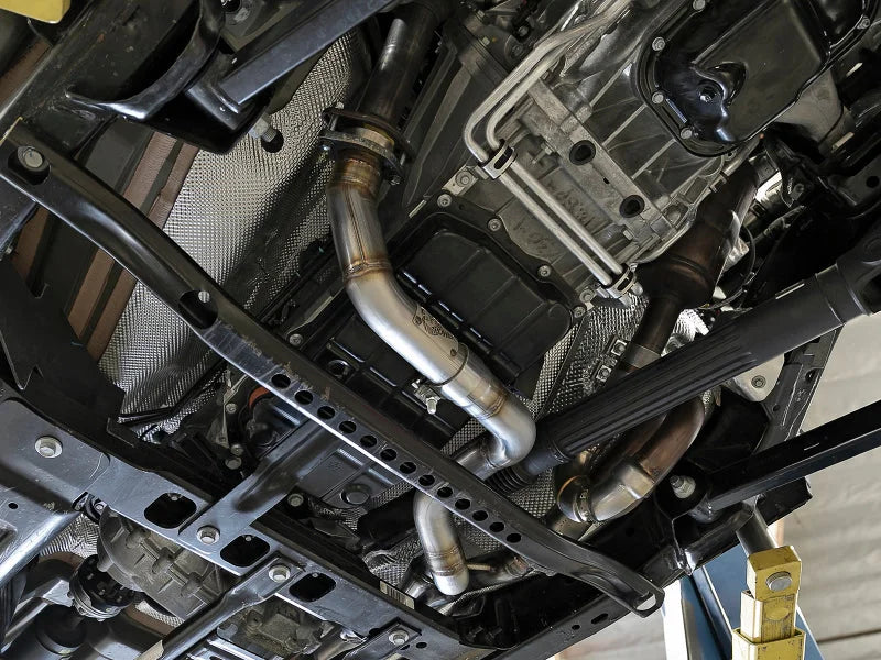 aFe POWER Twisted Steel Y-Pipe 2-1/4in 409 SS Exhaust System 2018 Jeep Wrangler (JL) V6-3.6L - Side View
